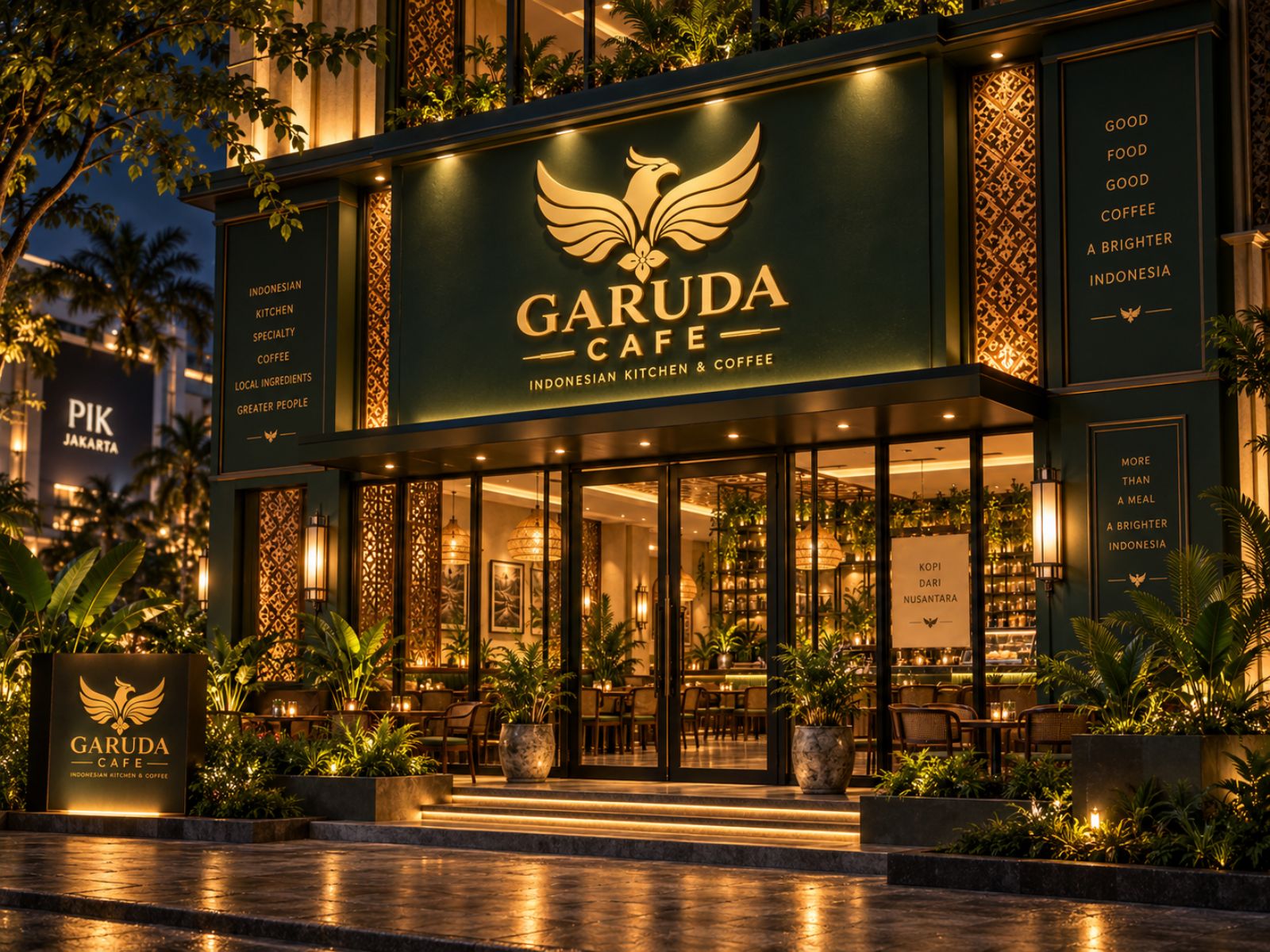 JAKARTA GARUDA CAFE exterior at night